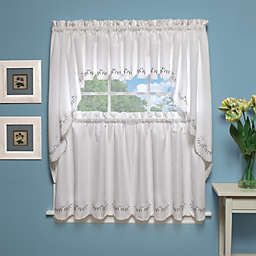 Forget-Me-Not 38-Inch Window Curtain Swag Pair in White/Blue