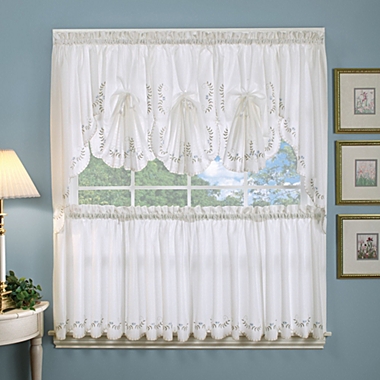 Forget-Me-Not Fan Valance in White/Blue. View a larger version of this product image.