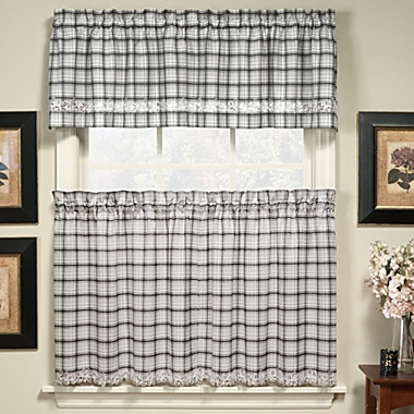 Dover Window Curtain Tier Pair in Black. View a larger version of this product image.