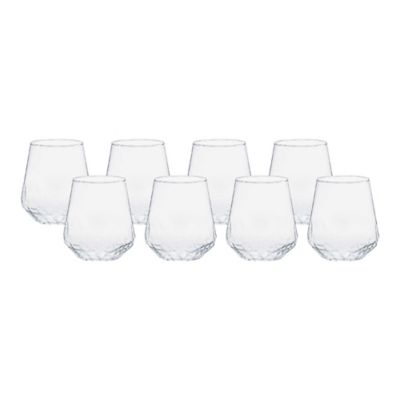 Libbey Hammered Base All-Purpose Stemless Wine Glass, 17.75-ounce, Set of 8