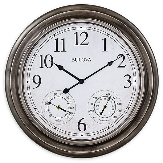 Bulova Block Island Round Indoor, Extra Large Outdoor Clock And Thermometer