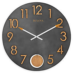 Bulova Flatiron Pendulum Round 20-Inch Wall Clock in Oak