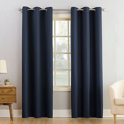 Alternate image 1 for No.918® Montego Textured 95-Inch Grommet Semi Sheer Curtain Panel in Navy (Single)