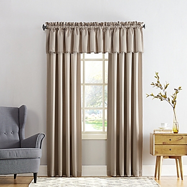 Sun Zero&reg; Bella 18-Inch Rod Pocket Room Darkening Curtain Valance in Stone. View a larger version of this product image.