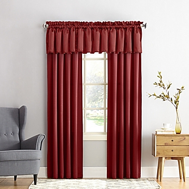 Sun Zero&reg; Bella 18-Inch Rod Pocket Room Darkening Curtain Valance in Brick. View a larger version of this product image.