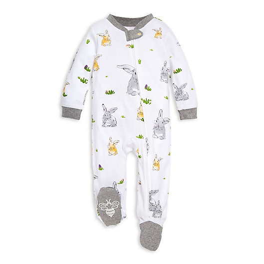 Alternate image 1 for Burt's Bees Baby® Bunny Trail Footie in White