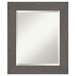 Amanti Art Rustic Plank 21-Inch x 25-Inch Bathroom Vanity Mirror in Grey