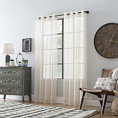 Archaeo&reg; Slub Linen 95-Inch Grommet Semi-Sheer Window Curtain Panel in Ivory (Single). View a larger version of this product image.