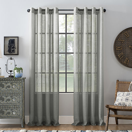 Alternate image 1 for Archaeo® Slub Linen 63-Inch Grommet Semi-Sheer Window Curtain Panel in Gray (Single)