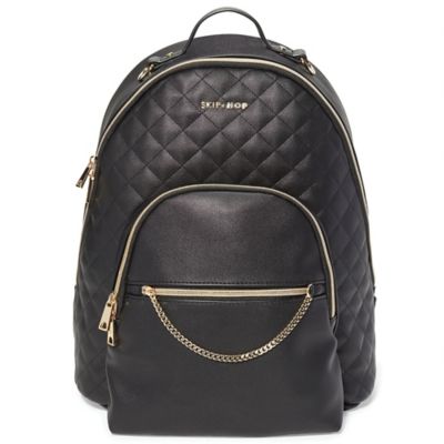 black leather diaper backpack