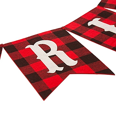 Plaid &quot;Merry Christmas&quot; Banner Garland in Red/Black/White. View a larger version of this product image.