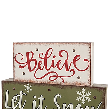 Glitzhome LED Lighted Season&#39;s Greetings Block Word Sign. View a larger version of this product image.