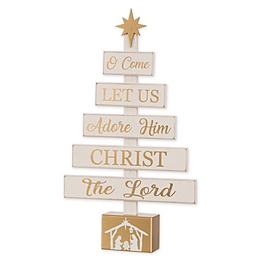 Glitzhome&reg; 17.83-Inch Nativity Table Tree in White. View a larger version of this product image.