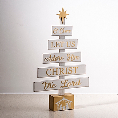 Glitzhome&reg; 17.83-Inch Nativity Table Tree in White. View a larger version of this product image.