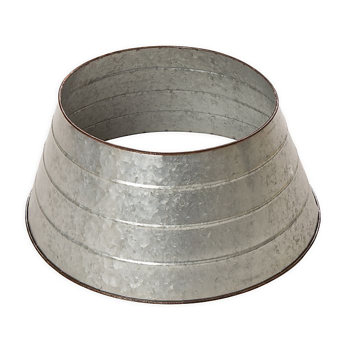 Glitzhome 22" Galvanized Metal Tree Collar in Silver | Bed Bath & Beyond