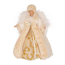 Glitzhome® Faux Fur Angel Christmas Tree Topper in Yellow