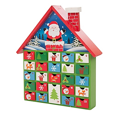 Glitzhome 14-Inch Wooden Santa Farmhouse Countdown Advent Calendar with Drawers. View a larger version of this product image.