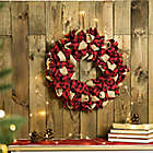 Alternate image 1 for Glitzhome 19&quot; Plaid Fabric Wreath in Red