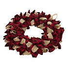 Alternate image 2 for Glitzhome 19&quot; Plaid Fabric Wreath in Red