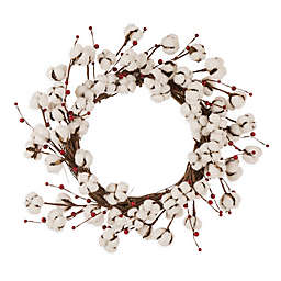 Glitzhome 22" Cotton Berries Wreath in White