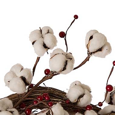 Glitzhome 22&quot; Cotton Berries Wreath in White. View a larger version of this product image.