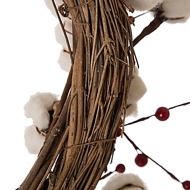 Glitzhome 22&quot; Cotton Berries Wreath in White. View a larger version of this product image.