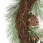 Alternate image 5 for Glitzhome 24-Inch Flocked Pinecone and Ornament Wreath in Red