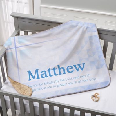 May You Be Blessed Christening Premium Sherpa Throw Blanket