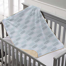 Modern Boy Name Sherpa Baby Blanket