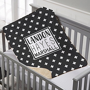 Black & White Personalized Premium Sherpa Baby Blanket. View a larger version of this product image.