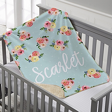 Floral Baby Personalized Premium Sherpa Blanket. View a larger version of this product image.