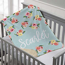 Floral Baby Personalized Premium Sherpa Blanket
