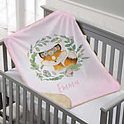 Woodland Floral Fox Personalized Sherpa Baby Blanket