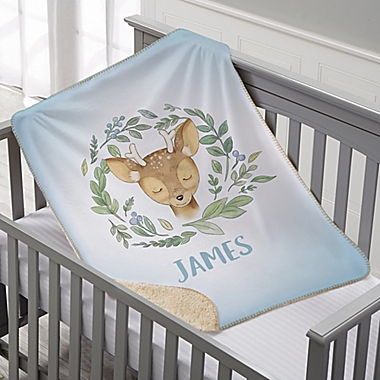 Woodland Deer Personalized Sherpa Baby Blanket. View a larger version of this product image.