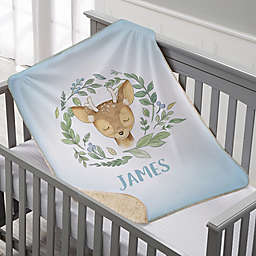 Woodland Deer Personalized Sherpa Baby Blanket
