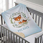 Woodland Fox Personalized Sherpa Baby Blanket