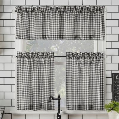No.918&reg; Parkham Farmhouse Plaid 36-Inch Kitchen Curtain Tier Set and Valance and in Coal