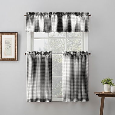 No.918&reg; Parkham Farmhouse Plaid 36-Inch Kitchen Curtain Tier Set and Valance and in Coal. View a larger version of this product image.