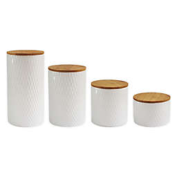 American Atelier 4-Piece Diamond Embossed Canister Set in White