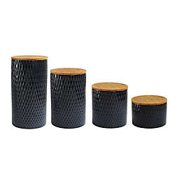 American Atelier Diamond Embossed 4-Piece Canister Set in Navy