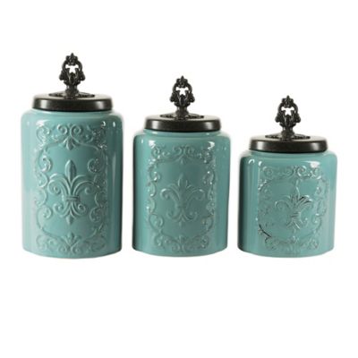 American Atelier 3-Piece Antique Canister Set in Blue