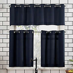 No.918® Dylan Casual Textured 24-Inch 3-piece Kitchen Curtain Valance and Tier Set in Navy