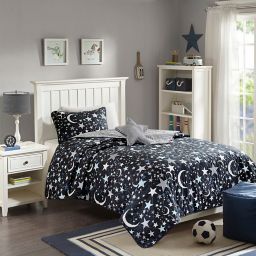 Mizone Kids Starry Night 4-Piece Full/Queen Coverlet Set in Charcoal