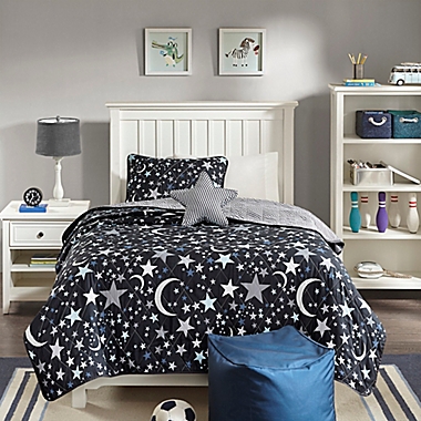Mizone Kids Starry Night 3-Piece Twin Coverlet Set in Charcoal. View a larger version of this product image.