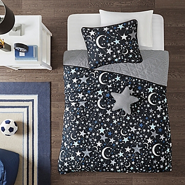 Mizone Kids Starry Night 3-Piece Twin Coverlet Set in Charcoal. View a larger version of this product image.