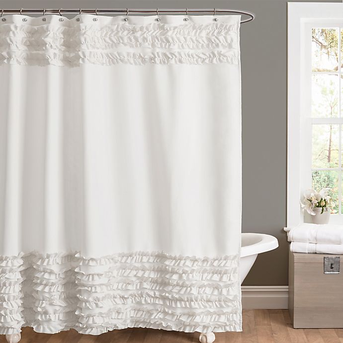 Amelie Ruffle Shower Curtains in White Bed Bath & Beyond