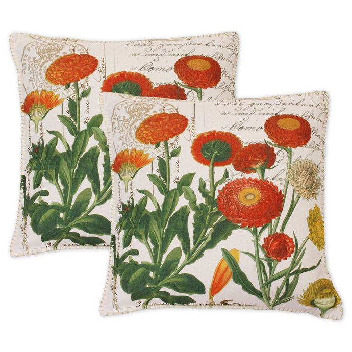 Lorilie Julianna Square Throw Pillows In Orange Set Of 2