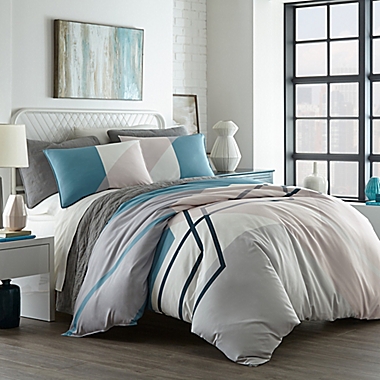 City Scene&reg; Thornton Full/Queen Duvet Cover Set in Blue. View a larger version of this product image.
