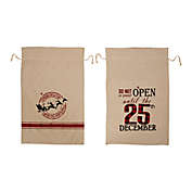 Lighted Burlap Holiday Gift Sacks with Wording (Set of 2)