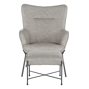 Izzy Chair and Ottoman Set in Black and Grey. View a larger version of this product image.